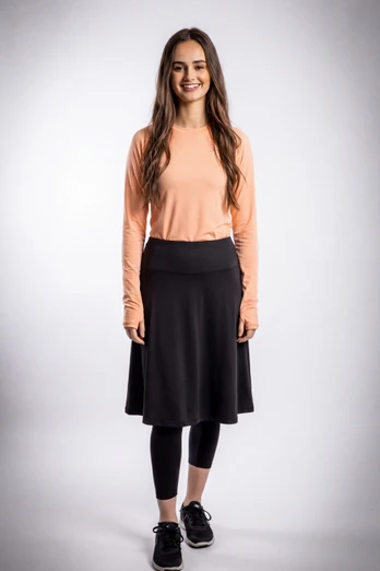 Womens Flounce Skirt - Black 23"