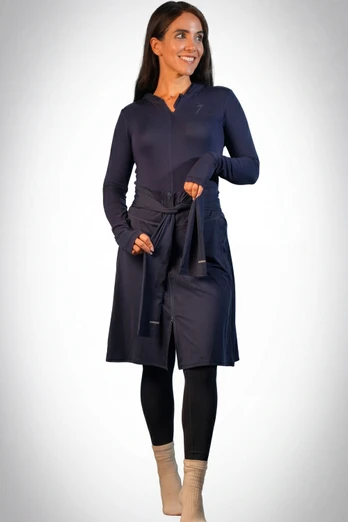 Womens EasyFit Sports Hooded Modal T-Shirt - Midnight Blue Long Sleeve