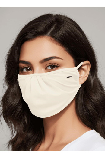Women's UV Protective Drape Face Mask - Apricot White