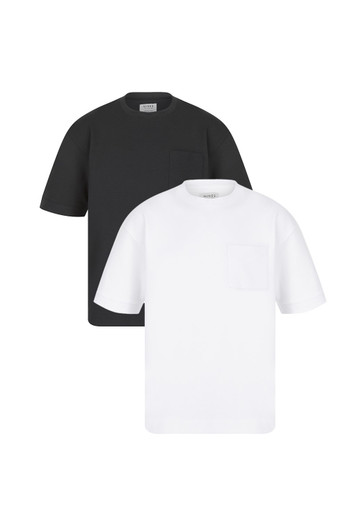2-Pack Oversized Mens Heavy Duty T-Shirts Pocket - Black