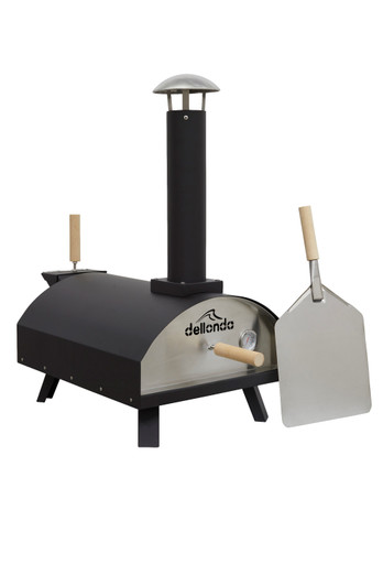 Outdoor 14" Wood-Fired Pizza Oven - Black/Stainless Steel
