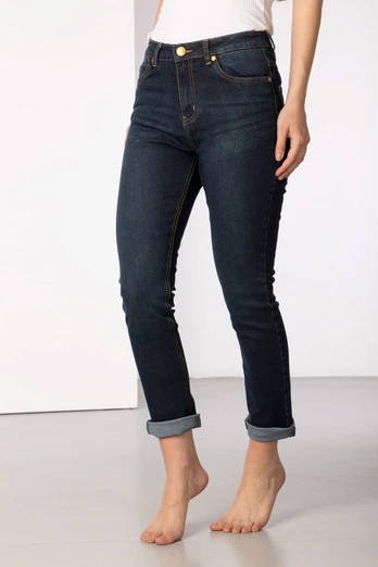 Ella Womens Straight Leg Jeans - Dark Denim