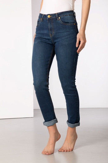 Ella Womens Straight Leg Jeans - Mid Denim