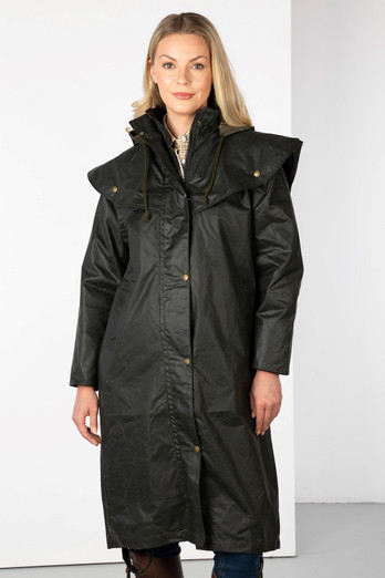 Hannah Womens Full Length Wax Jacket - Olive