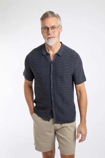 Tod Mens Short Sleeve Knitted Shirt - Navy