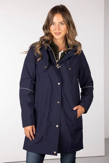 Emley III Womens 3/4 Length Riding Coat - Dark Navy