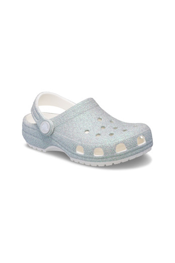 Kids Classic Glitter Clog - White