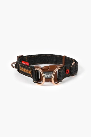 Double Up Dog Collar - Black Denim