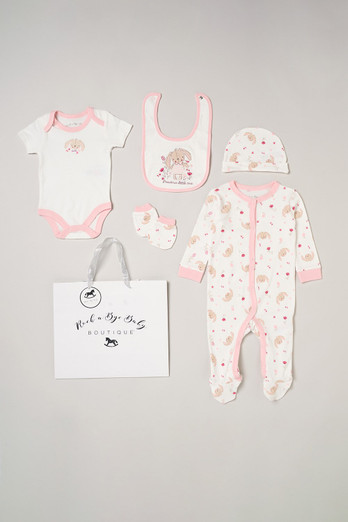 5-Piece Bunny Print All In One Baby Gift Kids Set - Cream