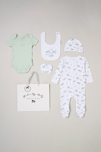 5-Piece Turtle Print All In One Baby Gift Kids Set - Pale Green