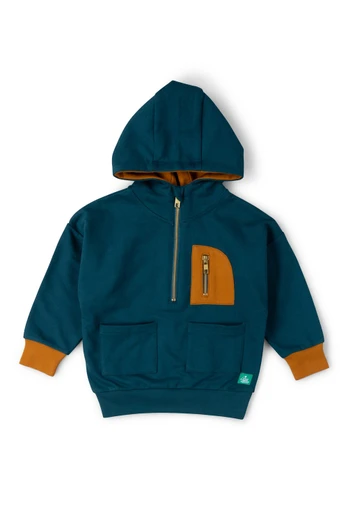 Atlantic Deep Kids Quarter Zip Hoodie - Blue