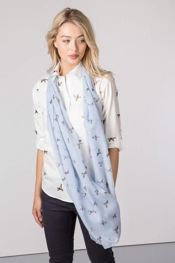 Wistow Womens Printed Floaty Scarf - Flying Duck Haze