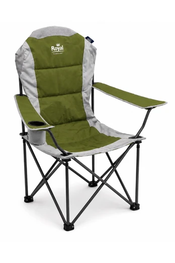 Padded Folding Camping Chair with Cup Holder - Olive Green/Grey Camping Chair