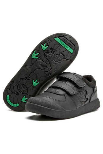 Noah Boys Dinosaur School Shoes - Black