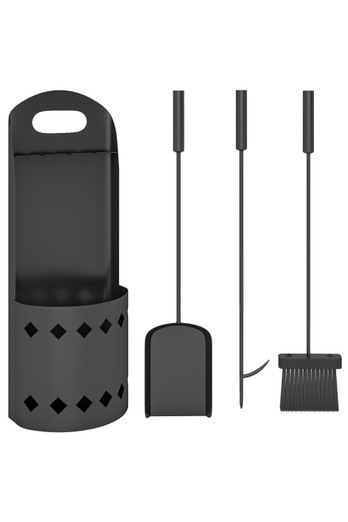 4PCS Metal Fireplace Companion Set - Black
