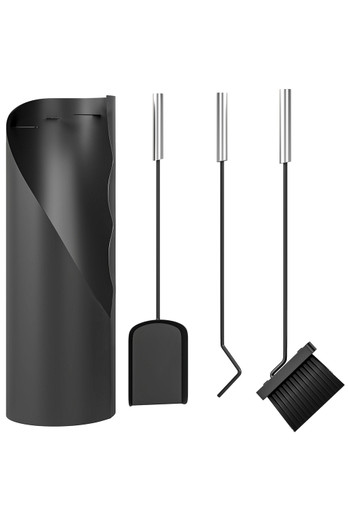 4PCS Metal Fireplace Companion Set - Black