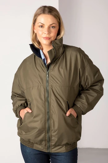 Womens Fleece Lined Bomber Jacket - Olive