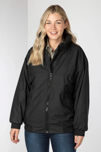 Womens Fleece Lined Bomber Jacket - Black