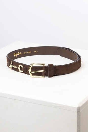 Lucinda Womens Suede Snaffle Belt - Dark Brown