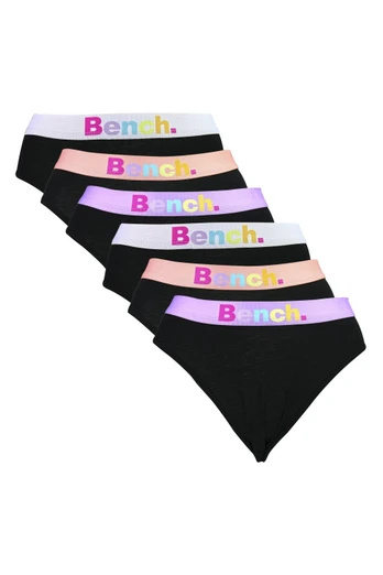 6 Pack Girls Cotton Stretch Briefs Underwear - Black