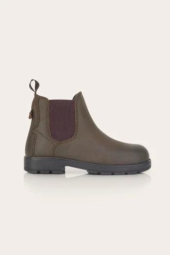 Katie Kids Premium Leather Chelsea Boots - Waxy Brown(Purple Elastic)