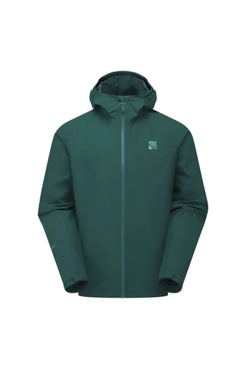 Mens Waterproof Hooded Windproof Rain Jacket - Dark Green