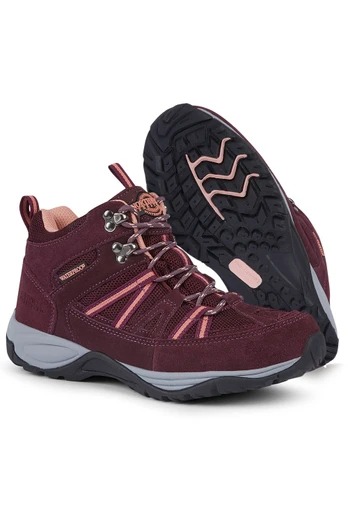 Brock Womens Leather Waterproof Walking Boots - Purple