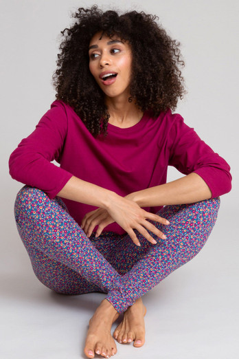 Womens 95% Cotton Lytchett Leggings - Berry Ditsy