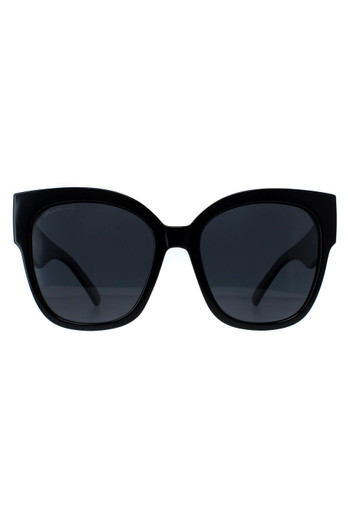 MP73A Womens Square Sunglasses - Shiny Black / Grey