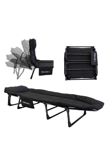Reclining Camping Bed Adjustable Backrest - Black/160kg Capacity