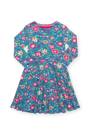 Kids 95% Organic Cotton Skater Dress - Folksy Bloom