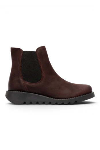 Womens Chelsea Suede Ankle Boots - SALV195 - Burgundy