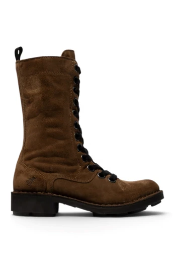 Womens Leather Lace-Up Combat Ankle Boots- NOLE176 - Brown