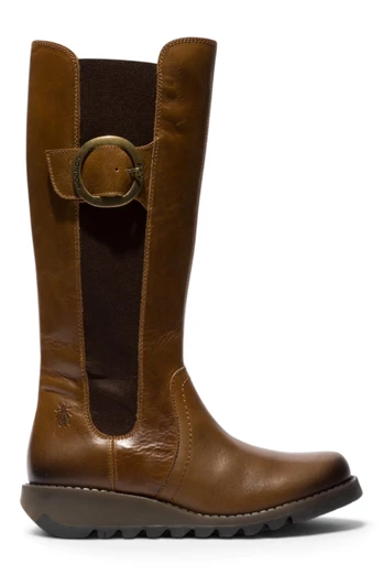 Womens Leather Knee-High Long Boots - SOIF361 - Camel