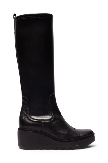 Womens Leather High Long Boots - BUDI603 - Black