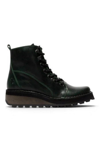 Womens Leather Lace-Up Ankle Boots - HAZI147 - Petrol