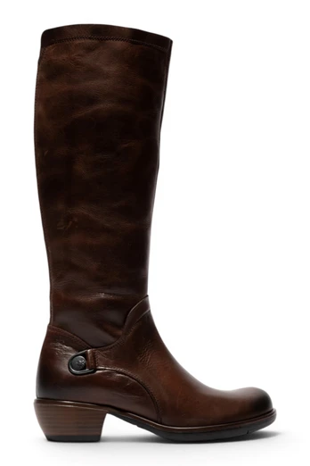Womens Leather Riding Long Boots - MISTRY - Brown