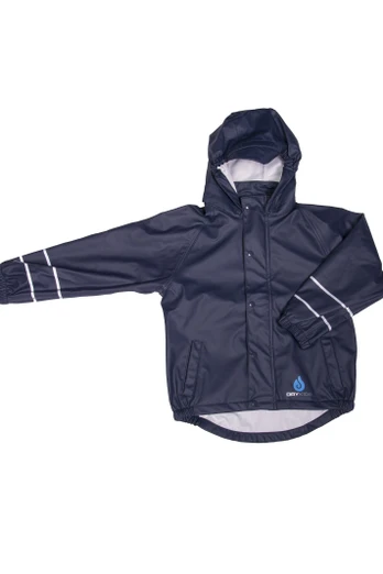 Splash PU Kids Waterproof Jacket - Navy Blue