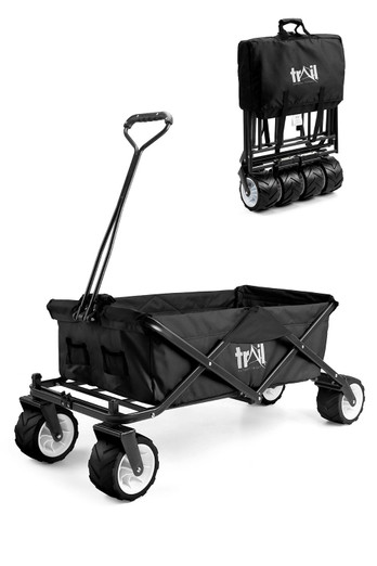 Folding All Terrain Camping Beach Trolley 60kg - Black