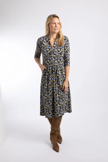Isolde Womens Printed Jersey Midi Dress - Aqua blue