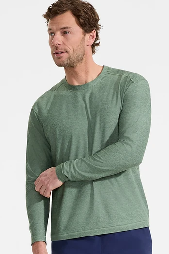Mens Long Sleeve Rash Vest - Eucalyptus Heather