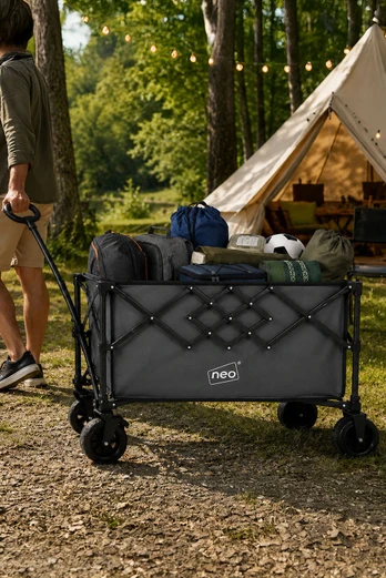 Folding Wagon Cart 300L Collapsible Trolley - GREY