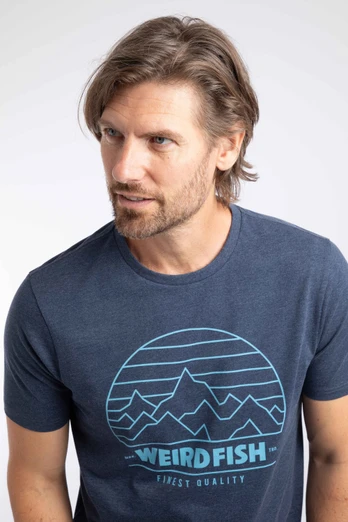 Off Grid Mens Front Print Graphic T-Shirt - Dark Blue