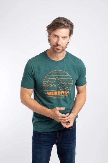 Off Grid Mens Front Print Graphic T-Shirt - Deep Teal