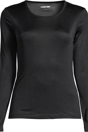Womens Lightweight Silk Interlock Crew Neck Top - Black