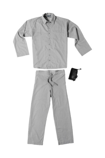Mens Insect Shield Egyptian Cotton Travel Pyjamas - Safari Grey