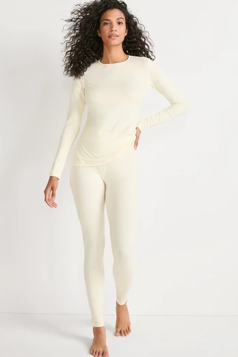 Womens Cosy Thermaskin Thermal Long Johns - Fresh Ivory