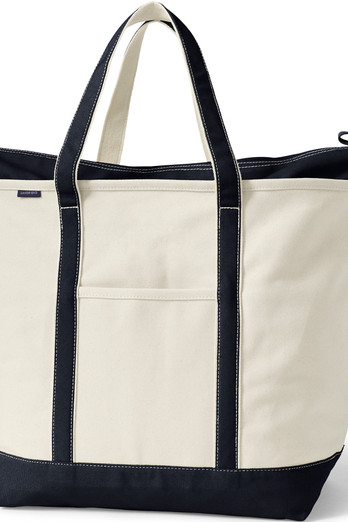 Extra Large Zip Top Canvas Tote Bag - Natural/Black