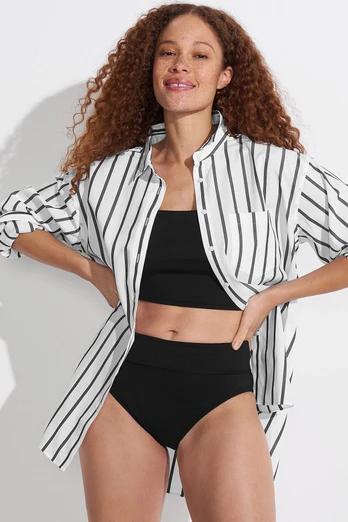 Womens Foldover Bikini Bottoms - Black