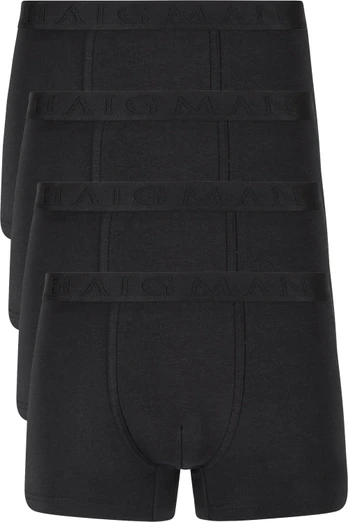 Mens 4 Pack Bamboo Cotton Boxer Trunks - Black